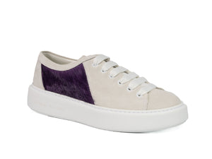 Purple Hair-on-hide Trainer Model 001 with White Suede