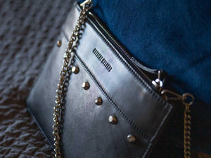 Clutch Studded Handbag in Black by Sherene Melinda - SHERENE MELINDA