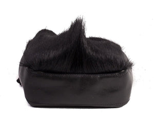 sherene melinda springbok hair-on-hide black leather pouch bag Fan bottom