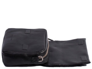 sherene melinda springbok hair-on-hide black leather shoulder bag open