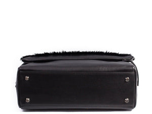 sherene melinda springbok hair-on-hide black leather smith tote bag Stripe bottom