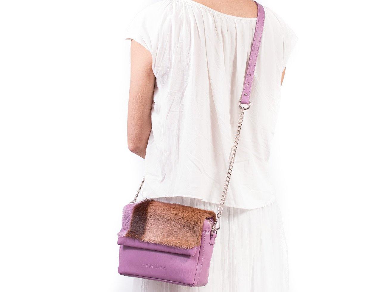 Lavender Shoulder Bag with a stripe - SHERENE MELINDA