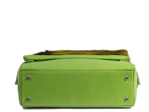 sherene melinda springbok hair-on-hide lime green leather smith tote bag Stripe bottom