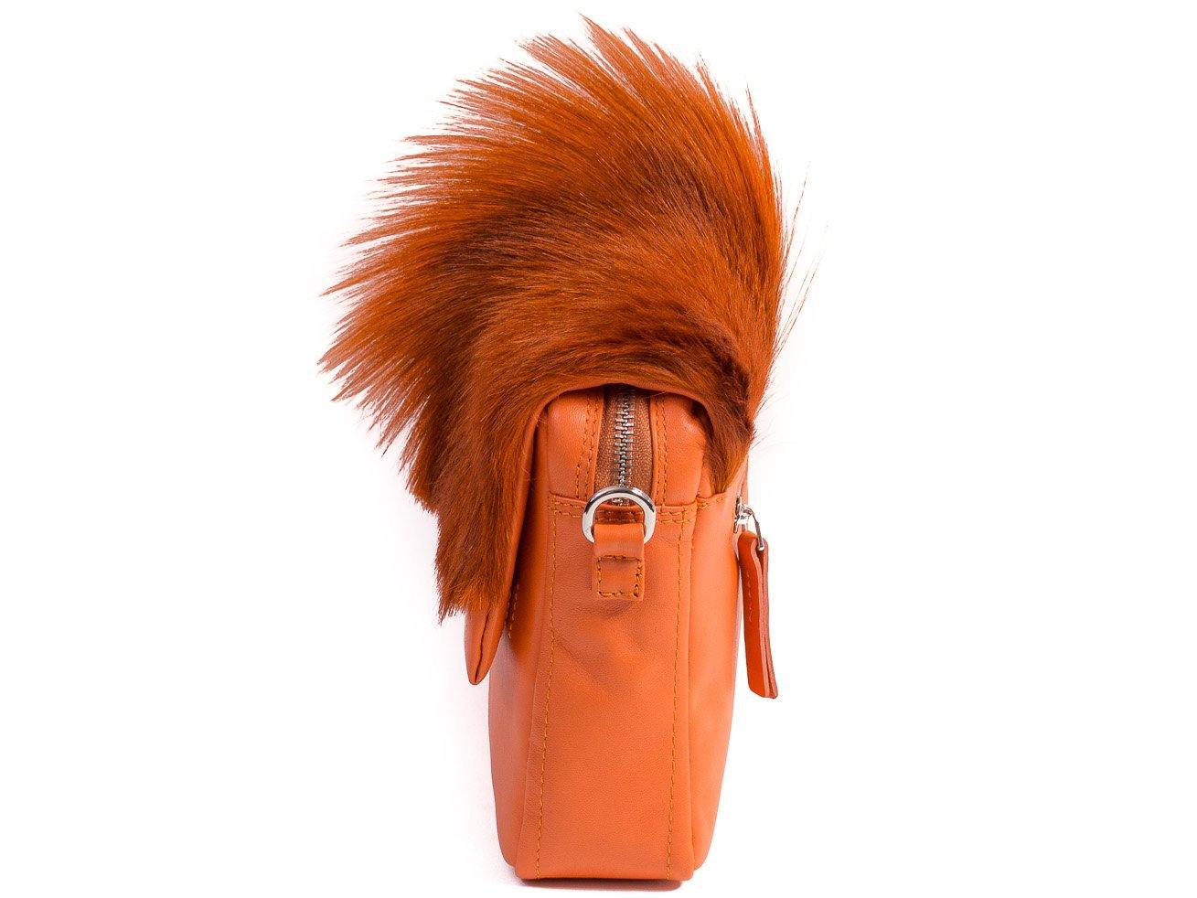 sherene melinda springbok hair-on-hide orange leather shoulder bag Fan side