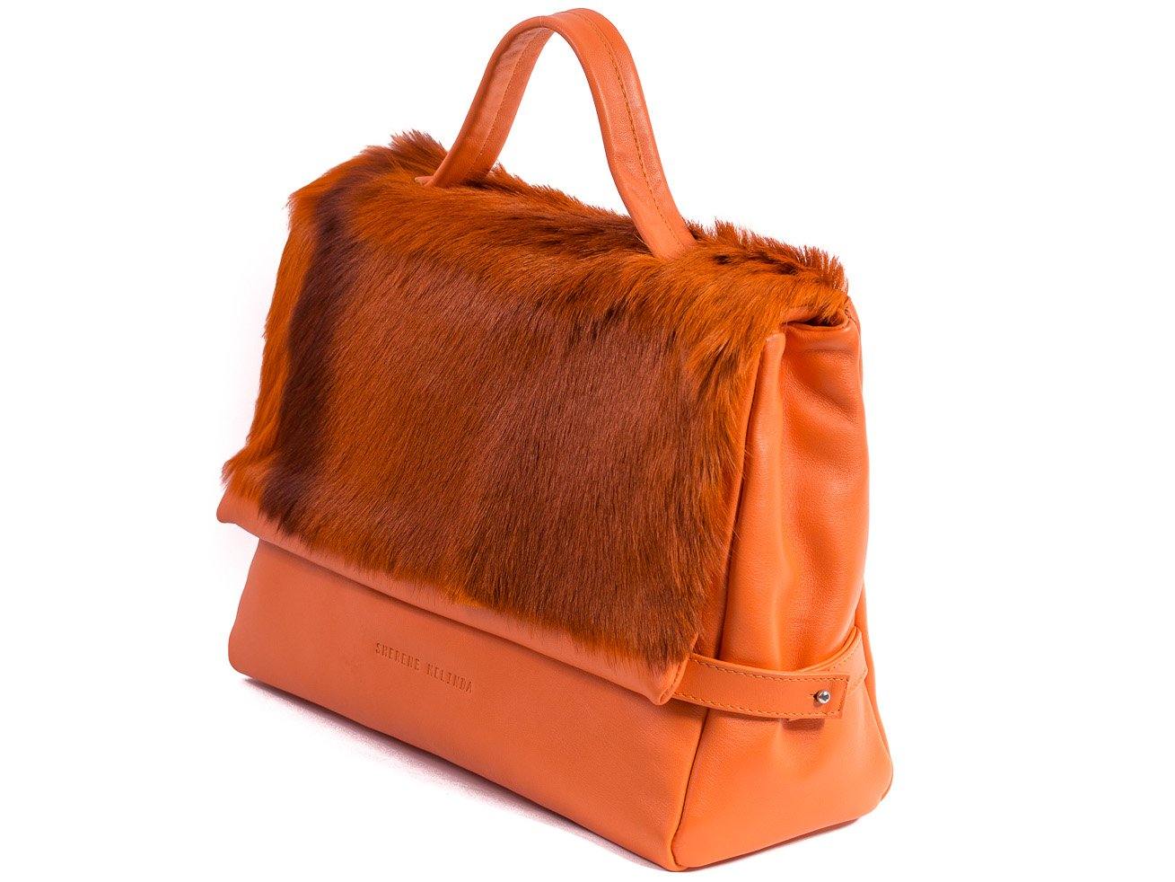 sherene melinda springbok hair-on-hide orange leather smith tote bag Stripe side angle