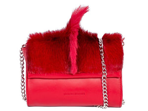 Mini Springbok Handbag in Red with a Fan by Sherene Melinda Front Strap