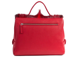 sherene melinda springbok hair-on-hide red leather smith tote bag Fan back