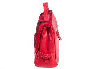 sherene melinda springbok hair-on-hide red leather smith tote bag Stripe side