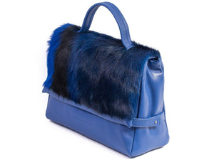 sherene melinda springbok hair-on-hide royal blue leather smith tote bag Stripe side angle