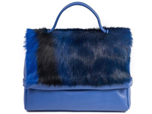 sherene melinda springbok hair-on-hide royal blue leather smith tote bag Stripe side-front