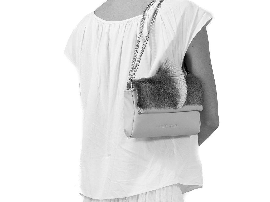 sherene melinda springbok hair-on-hide lavender leather Sophy SS18 Clutch Bag fan front strap