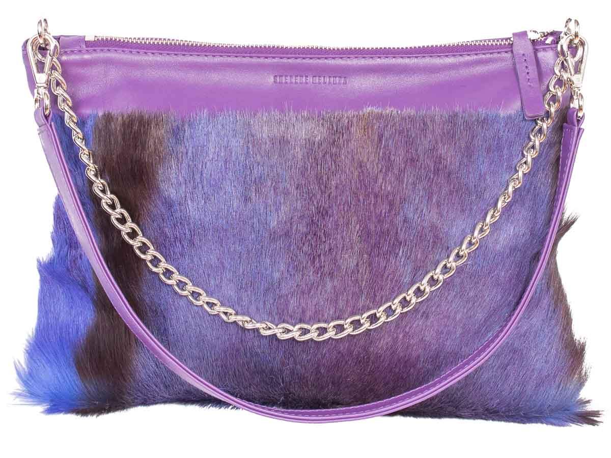 Multiway Springbok Handbag in Violet with a Stripe by Sherene Melinda Front Strap