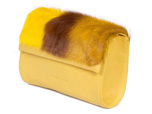 Mini Springbok Handbag in Yellow with a Stripe by Sherene Melinda Side Angle