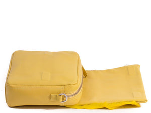 sherene melinda springbok hair-on-hide yellow leather shoulder bag open
