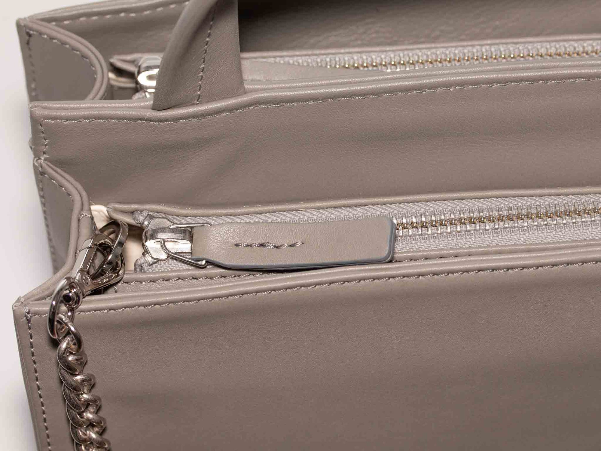 Top Handle Springbok Handbag in Slate Grey with a stripe feature