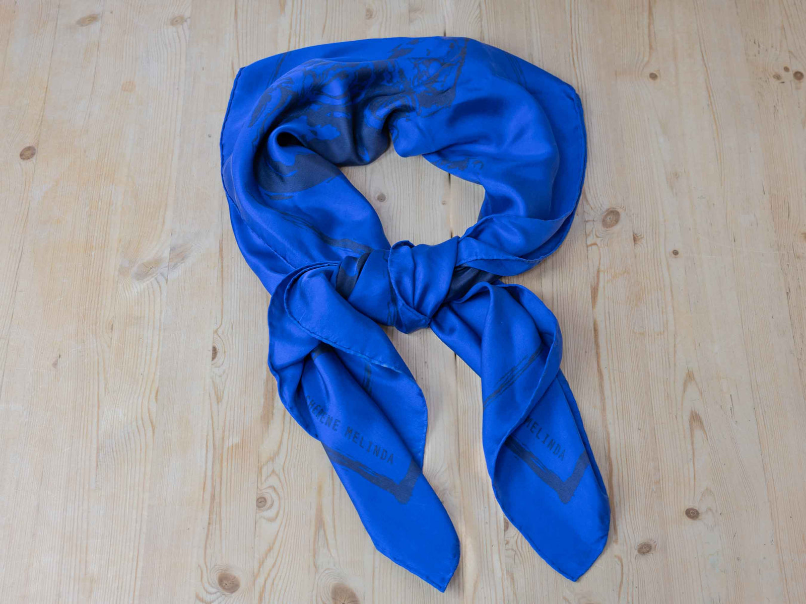 Blue Silk Skull Scarf by Sherene Melinda - SHERENE MELINDA