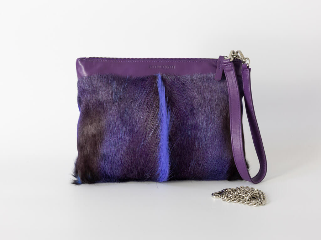 Multiway Springbok Handbag in Violet with a Fan