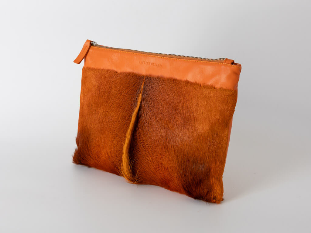 Multiway Springbok Handbag in Orange with a Fan