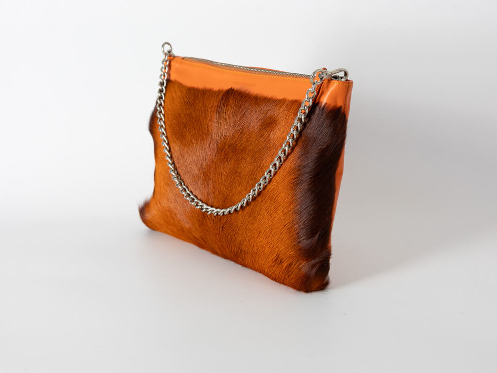 Multiway Springbok Handbag in Orange with a Stripe
