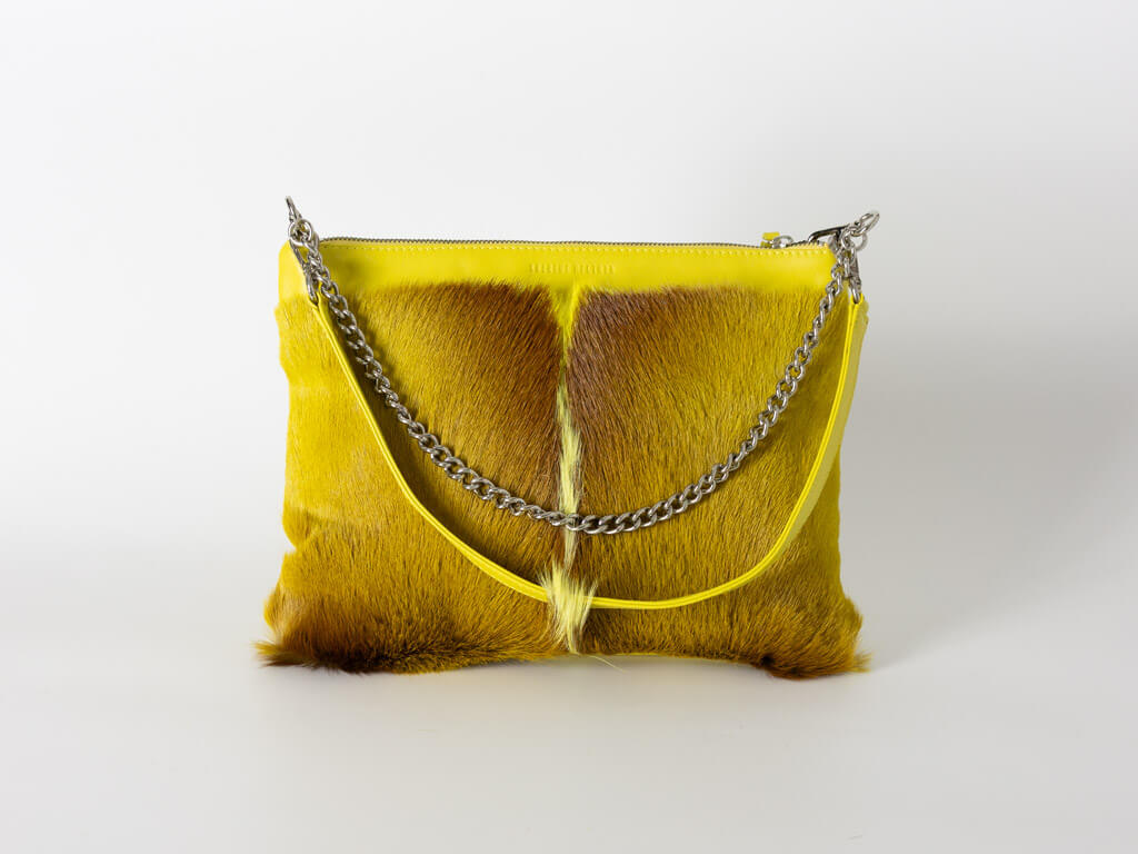 Multiway Springbok Handbag in Yellow with a Fan