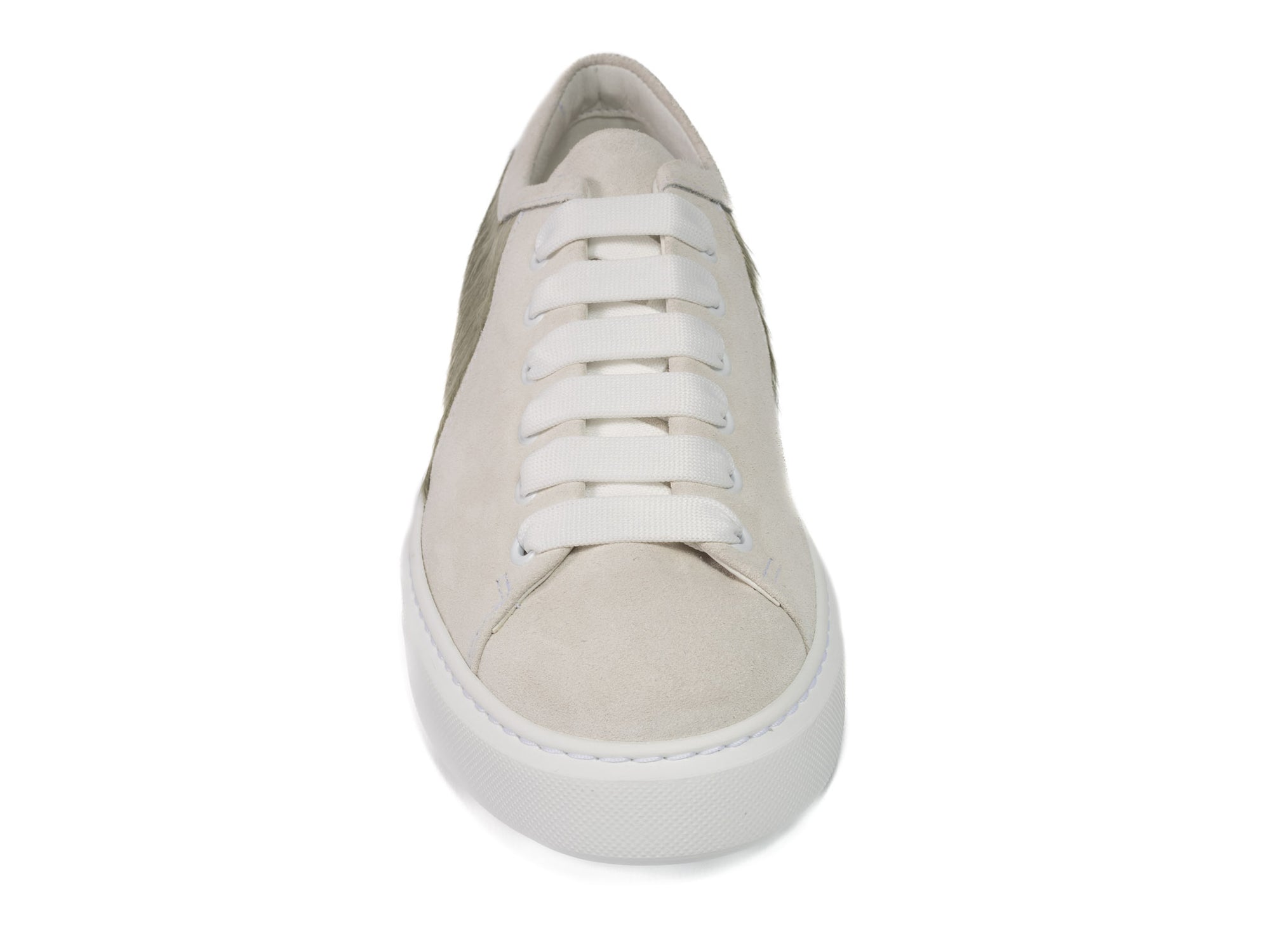 Earth Hair-on-hide Trainer Model 001 in White Suede
