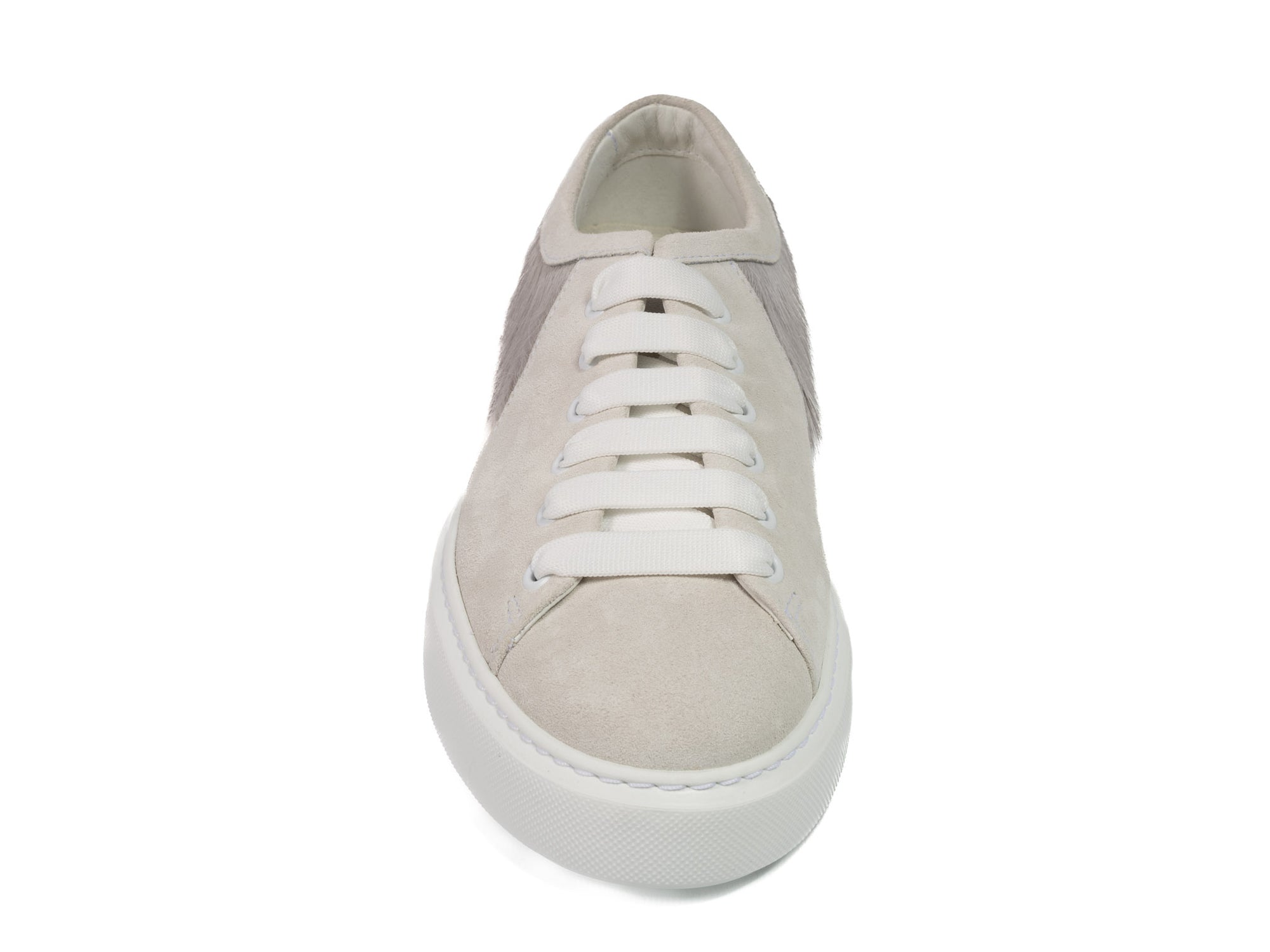 Grey Hair-on-hide Trainer Model 001 with White Suede