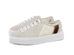 Natural Brown Stripe Hair-on-hide Trainer Model 001 with White Suede