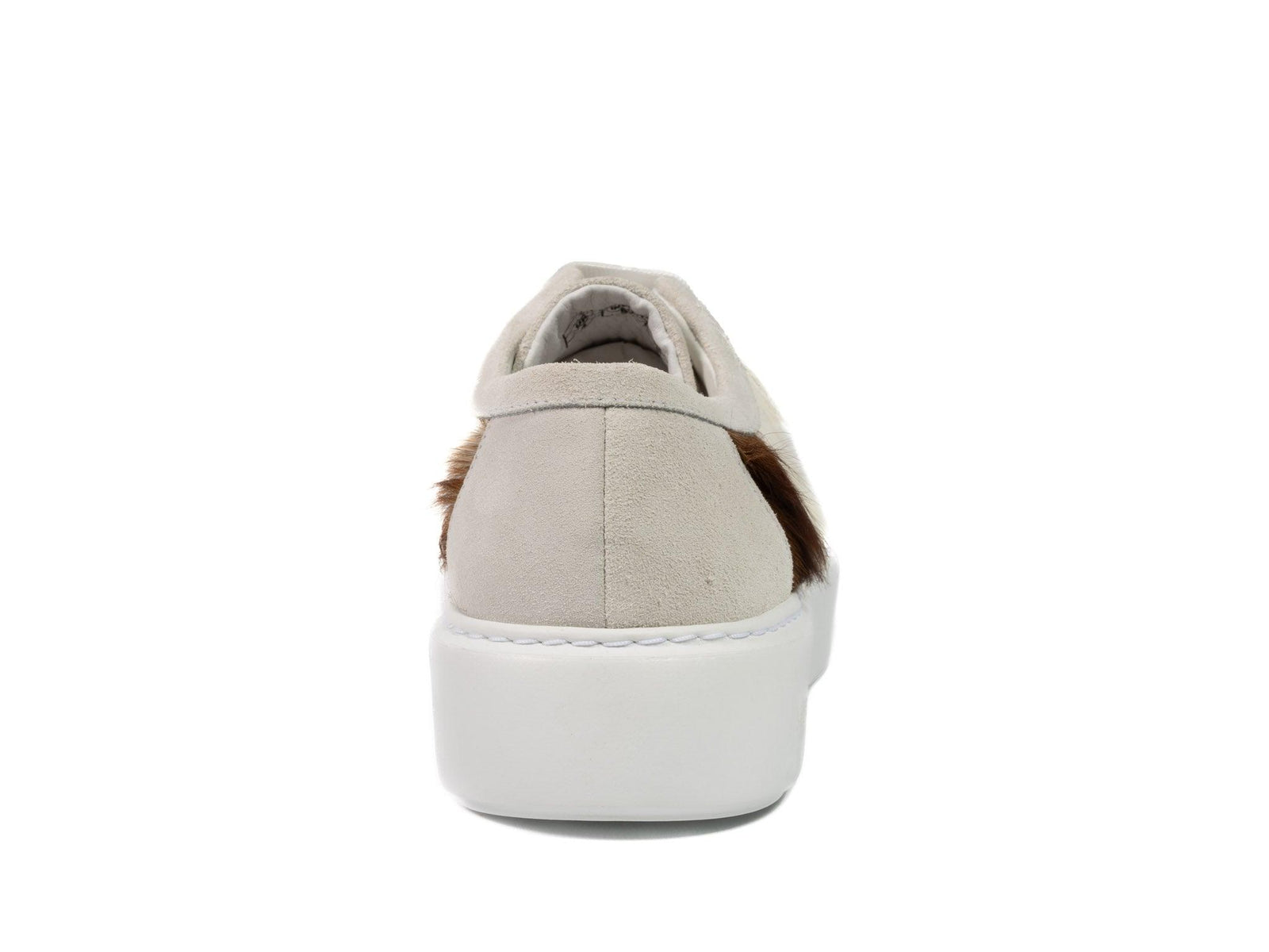 Brown Stripe Hair-on-hide Trainer with White Suede Leather