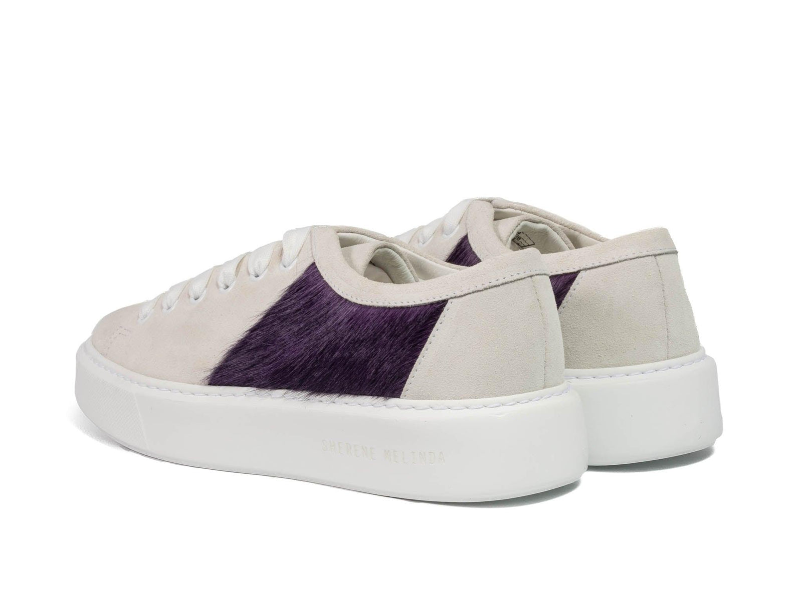 Purple Hair-on-hide Trainer Model 001 with White Suede