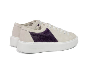 Purple Hair-on-hide Trainer Model 001 with White Suede