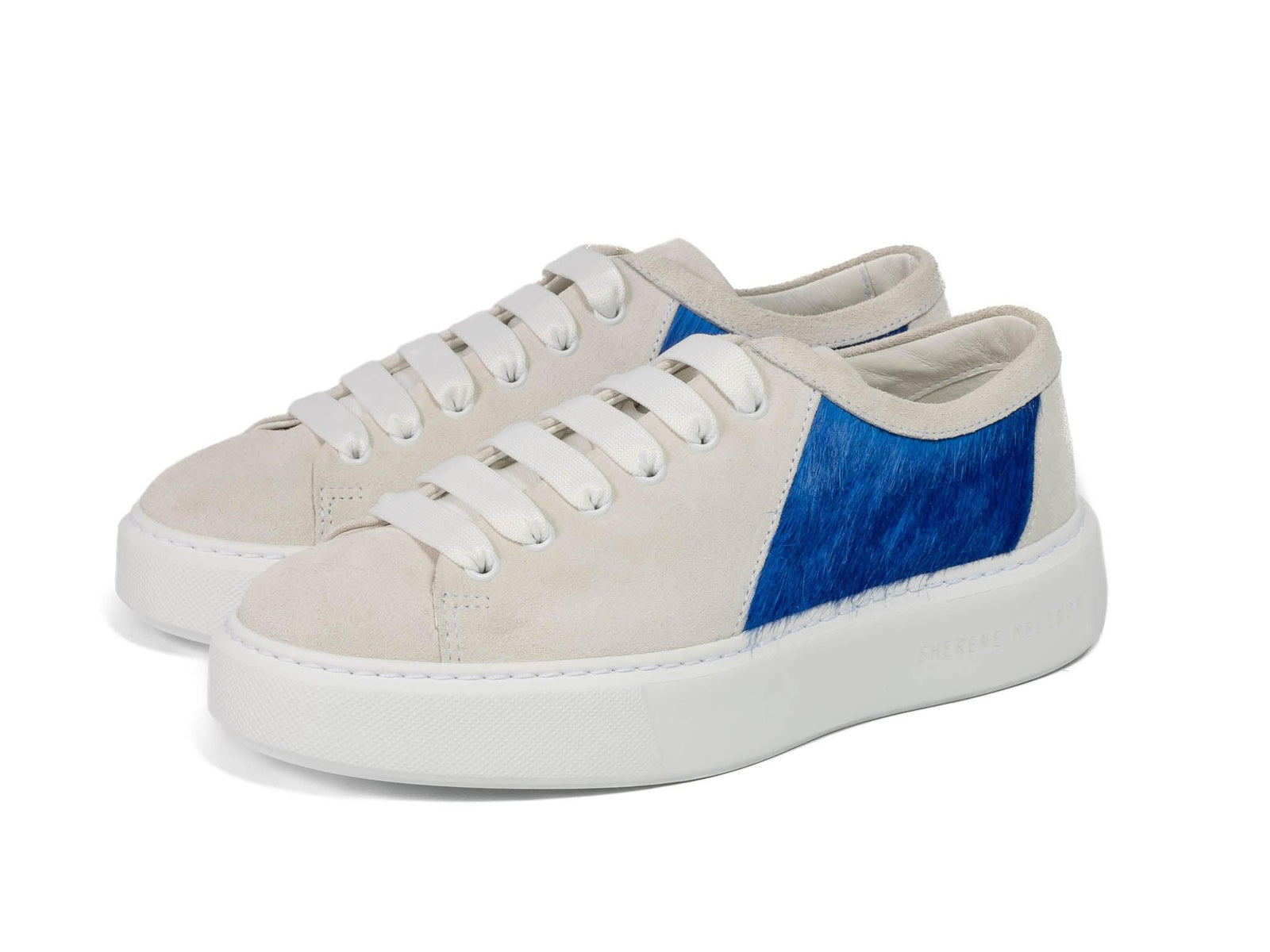 Royal Hair-on-hide with White Suede Leather Trainer