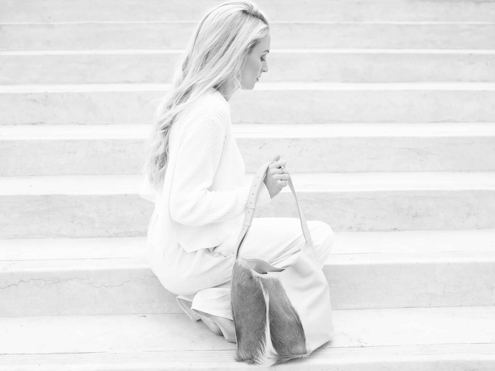 Hobo Springbok Handbag in Royal Blue with a Stripe by Sherene Melinda Stripe Front