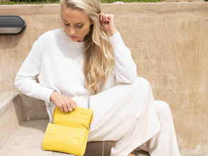 Mini Springbok Handbag in Yellow with a Fan