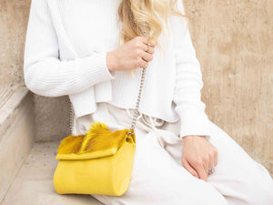 Mini Springbok Handbag in Yellow with a Stripe