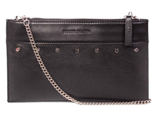 Clutch Studded Handbag in Black by Sherene Melinda front strap