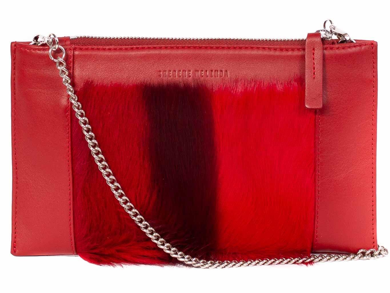 Clutch Springbok Handbag in Crimson Red with a stripe feature by Sherene Melinda front strap