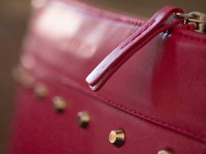 Clutch Studded Handbag in Fuchsia by Sherene Melinda - SHERENE MELINDA