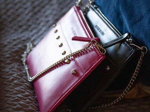 Clutch Studded Handbag in Fuchsia by Sherene Melinda - SHERENE MELINDA