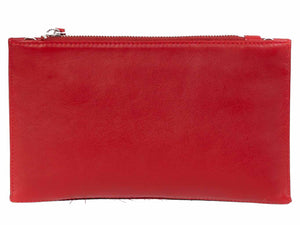 Clutch Springbok Handbag in Crimson Red with a fan feature by Sherene Melinda back