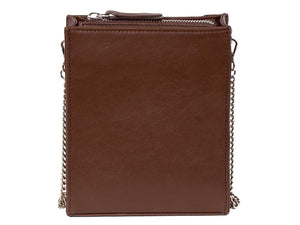 Messenger Springbok Handbag in Cocoa Brown with a stripe feature by Sherene Melinda back