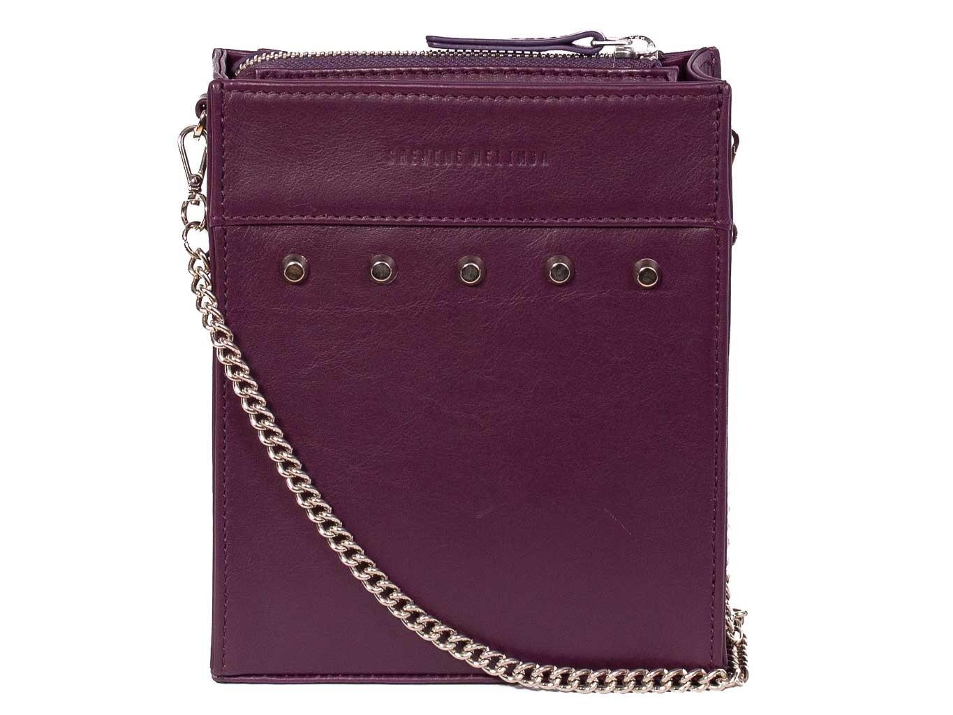 Messenger Studded Handbag in Deep Purple by Sherene Melinda front strap