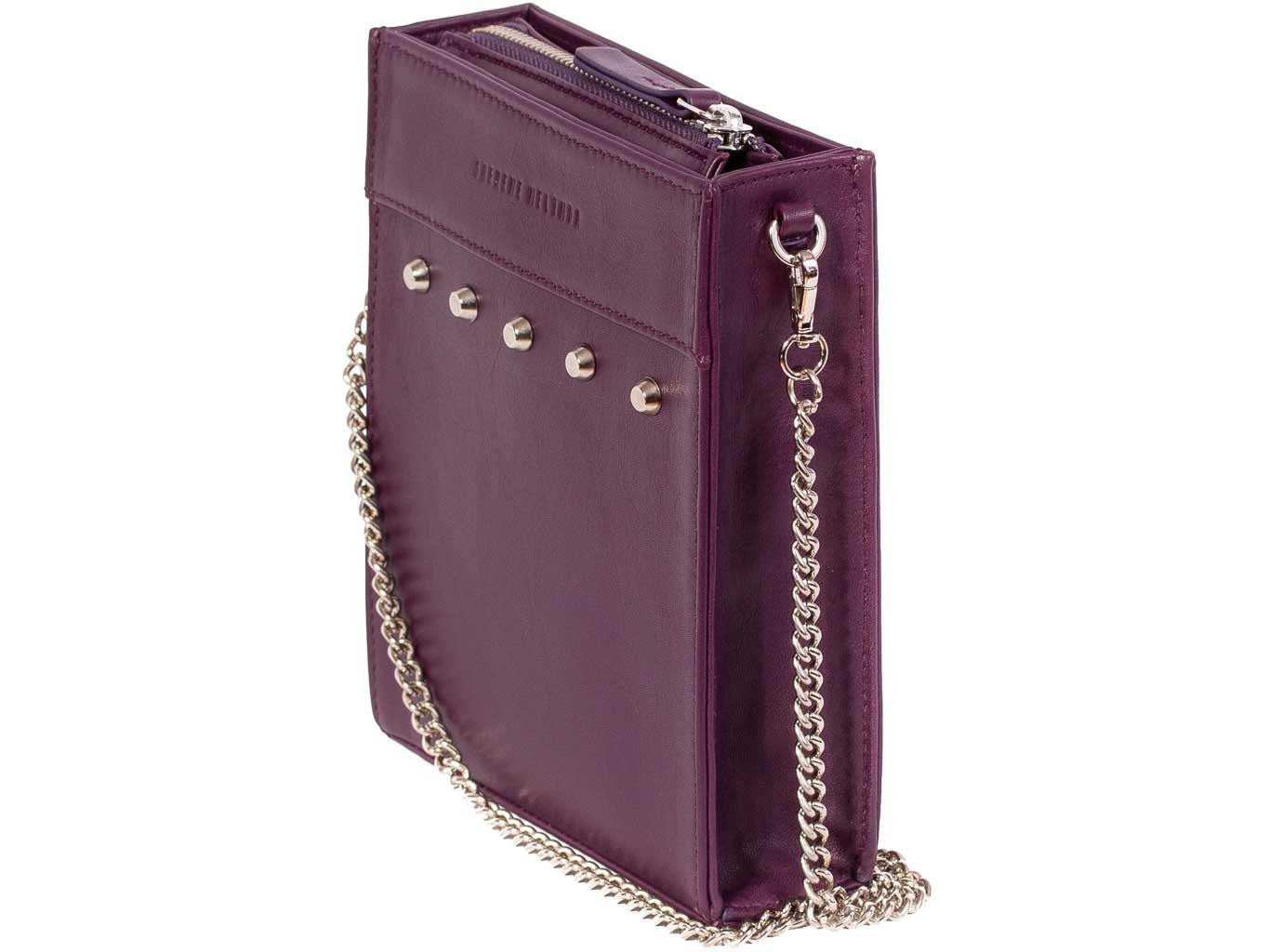 Messenger Studded Handbag in Deep Purple by Sherene Melinda side angle strap