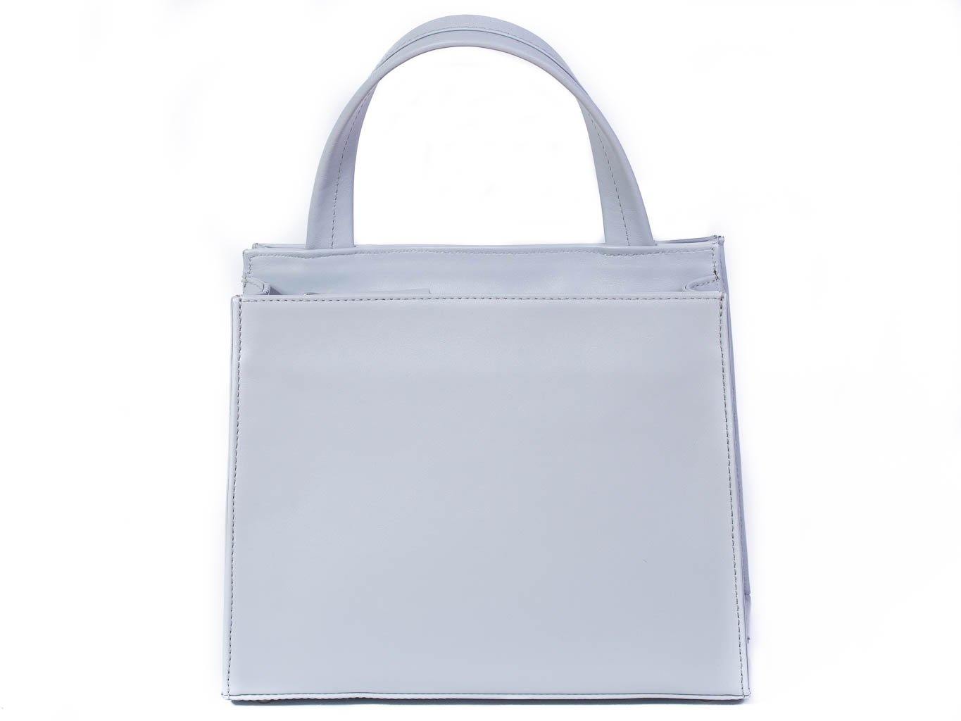 Top Handle Springbok Handbag in Baby Blue with a stripe feature by Sherene Melinda back