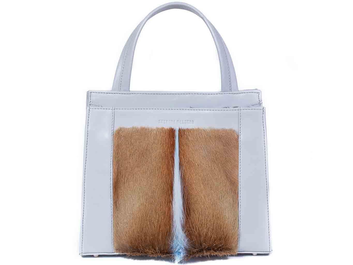 Top Handle Springbok Handbag in Baby Blue with a fan feature by Sherene Melinda front