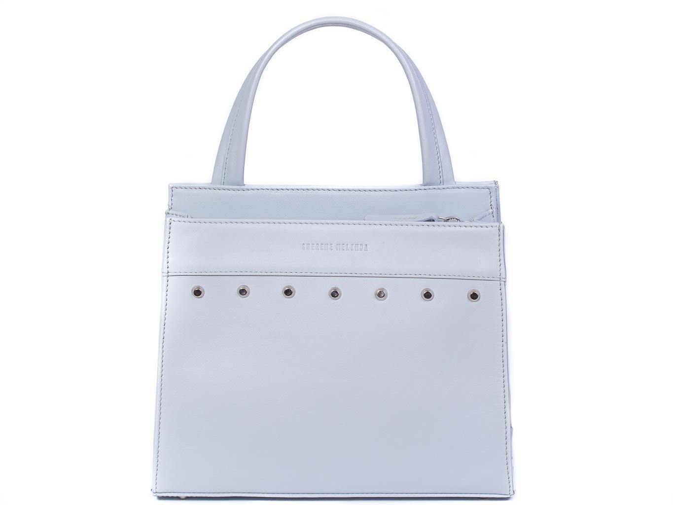 Top Handle Studded Handbag in Baby Blue by Sherene Melinda - SHERENE MELINDA