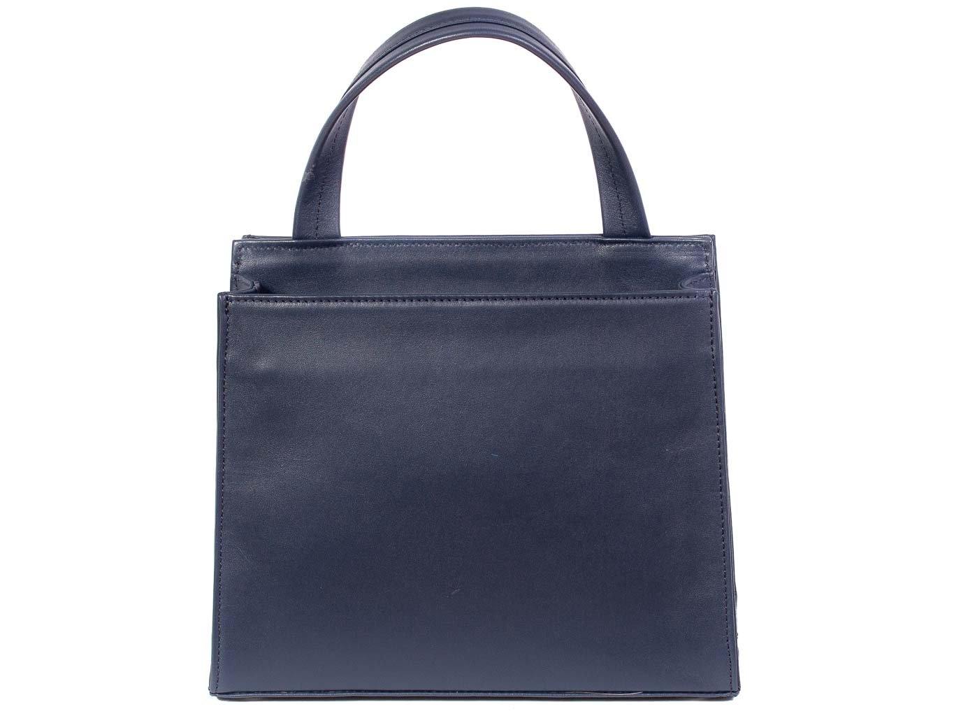 Top Handle Springbok Handbag in Navy Blue with a stripe feature by Sherene Melinda back