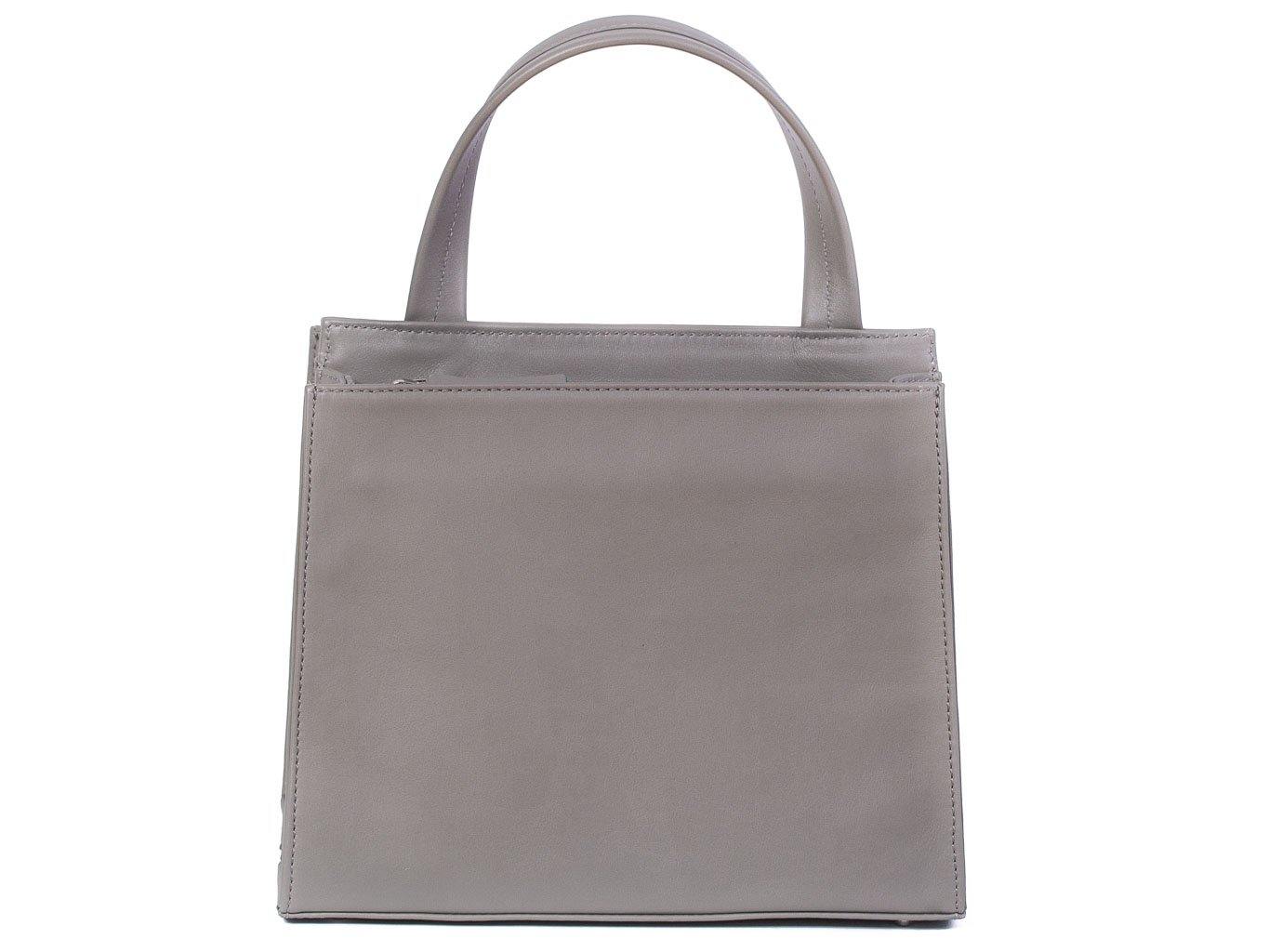 Top Handle Springbok Handbag in Slate Grey with a fan feature by Sherene Melinda back