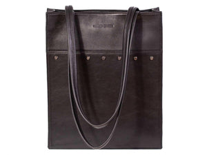 Tote Studded Handbag in Black by Sherene Melinda front handle