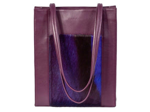 Tote Springbok Handbag in Deep Purple with a stripe feature by Sherene Melinda front handle