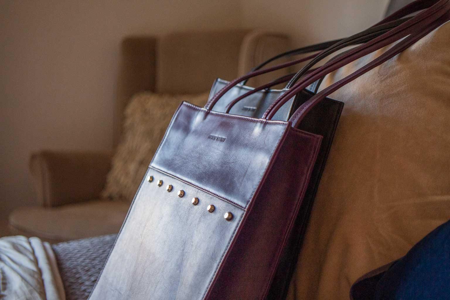 Tote Studded Handbag in Deep Purple by Sherene Melinda - SHERENE MELINDA